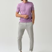 Textured violet knit T-shirt with comfortable regular fit for men from You.Boutique