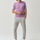 Textured violet knit T-shirt with comfortable regular fit for men from You.Boutique