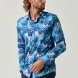 Slim fit shirt with palm print in cotton for men from You.Boutique