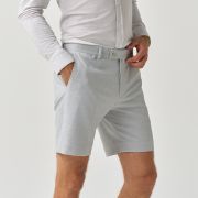 Grey linen blend regular fit shorts for men from You.Boutique