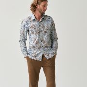 Slim fit shirt with flower print in cotton for men from You.Boutique