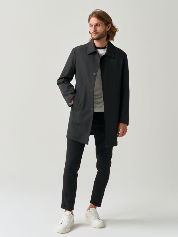 Regular fit black trench coat for men from You.Boutique