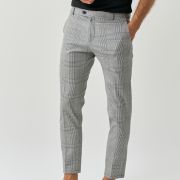 Checkered grey slim fit trousers for men from You.Boutique