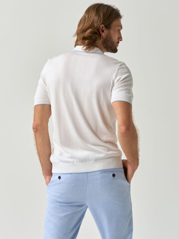 Line detail Zip Polo Shirt - Image 4