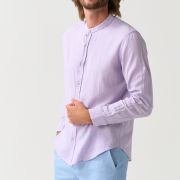 Grandad-Collar Linen and Cotton Blend Shirt