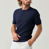 Textured navy knit T-shirt with comfortable regular fit for men from You.Boutique