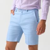 Light blue linen blend regular fit shorts for men from You.Boutique