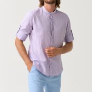 Grandad-Collar Linen and Cotton Blend Shirt