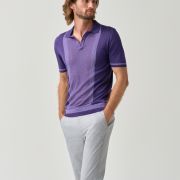 Textured Stripe Knit Polo Shirt