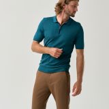 Lightweight knit zip polo shirt in mossy green with line detail for men from You.Boutique