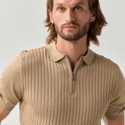 Textured Zip Polo Shirt