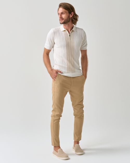 Textured Stripe Knit Polo Shirt