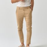 Modern tailored slim fit trousers in camel cotton for men from You.Boutique