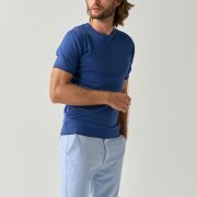 Blue essential thin knit T-shirt for men from You.Boutique