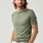 Green essential thin knit T-shirt for men from You.Boutique