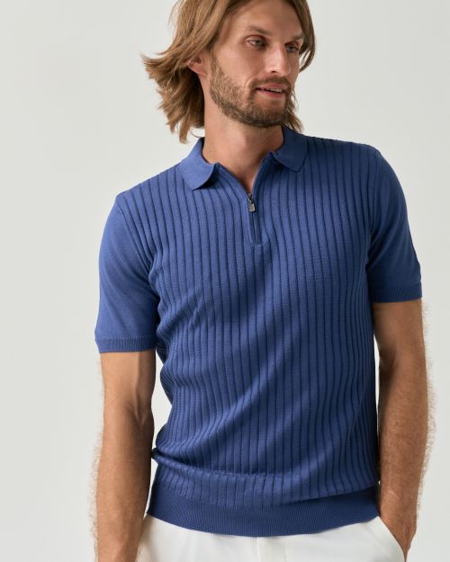 Textured Zip Polo Shirt