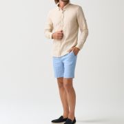 Beige linen shirt with button details for men from You.Boutique