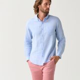 Light blue linen shirt with button details for men from You.Boutique