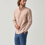 Brown linen shirt with button details for men from You.Boutique