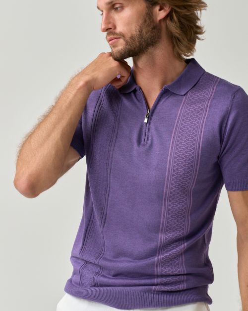 Textured Zip Polo Shirt