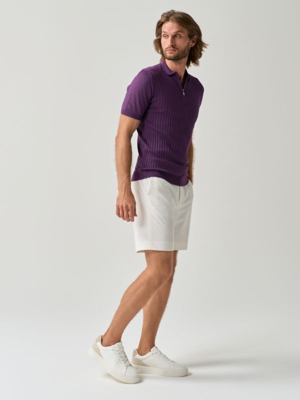 Textured Zip Polo Shirt - Image 5