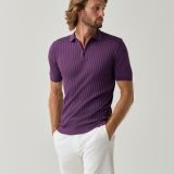 Violet zip polo shirt with a lightweight textured design for men from You.Boutique