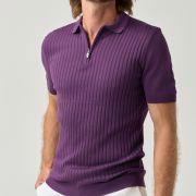 Textured Zip Polo Shirt