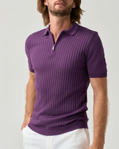 Textured Zip Polo Shirt